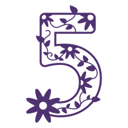 Número cinco del alfabeto floral Diseño PNG