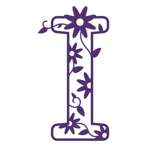 Floral alphabet letter i