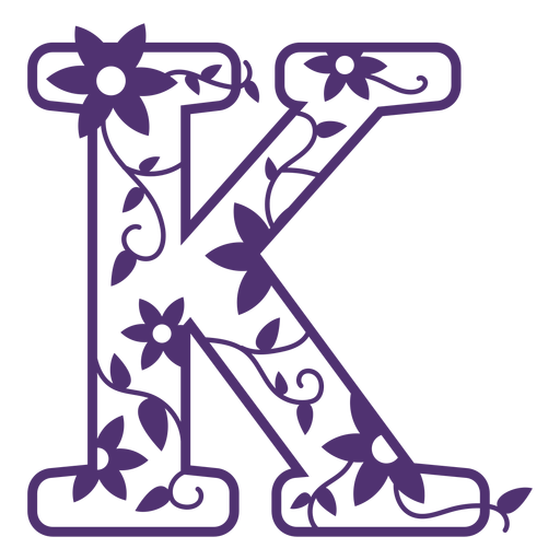 Letra do alfabeto floral k Desenho PNG