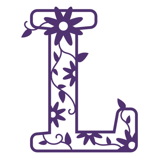 Alfabeto floral letra l Diseño PNG