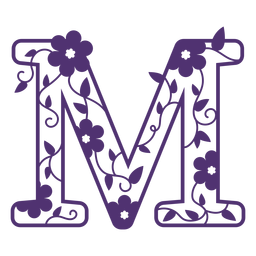 Alfabeto floral letra m Diseño PNG