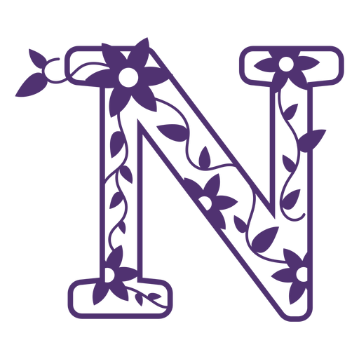 Alfabeto floral letra n Diseño PNG