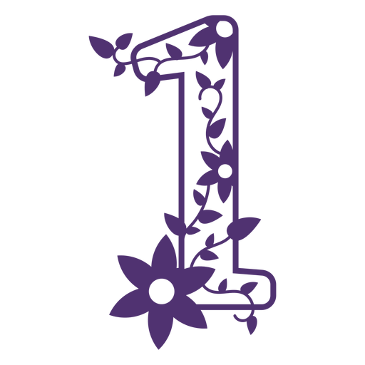 Blumenalphabet Nummer eins PNG-Design