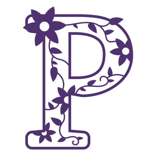 Letra do alfabeto floral p Desenho PNG