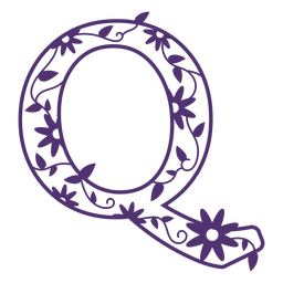 Blumenalphabetbuchstabe q PNG-Design