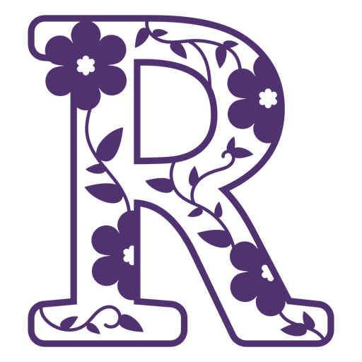 Floral alphabet letter r PNG Design