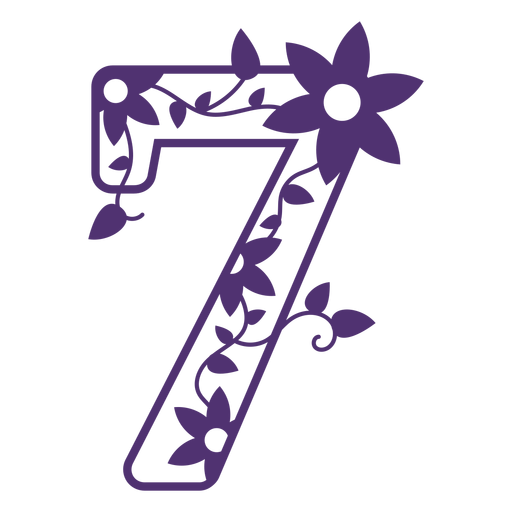 Blumenalphabet Nummer sieben PNG-Design