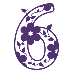 Número seis del alfabeto floral Diseño PNG