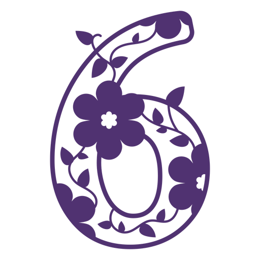 Blumenalphabet Nummer sechs PNG-Design