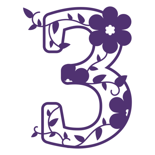 Alfabeto floral número três Desenho PNG