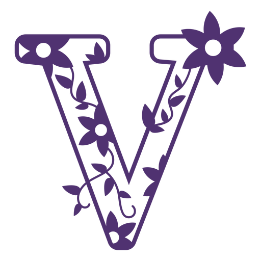 Floral alphabet letter v