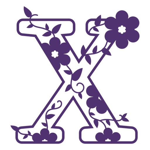 Floral alphabet letter x