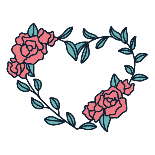 Coroa de flores com rosas desenhadas ? m?o Desenho PNG