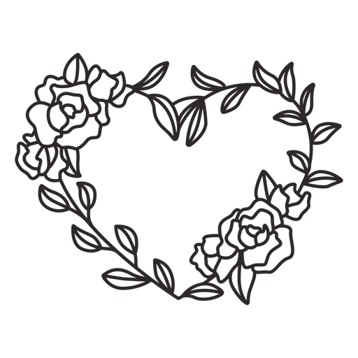 Flower wreath roses stroke - Transparent PNG & SVG vector file