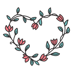 Guirnalda de flores dibujada a mano simple Diseño PNG