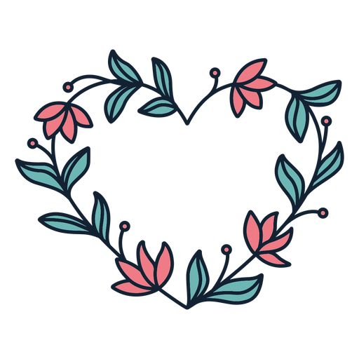 Blumenkranz dicke Blätter Hand gezeichnet PNG-Design