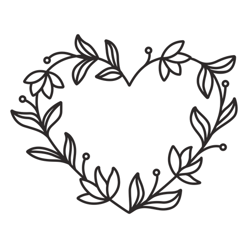 Flower wreath thick leaves stroke PNG Design