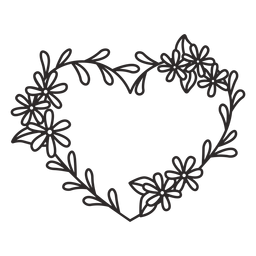 Traço de folhas finas de guirlanda de flores Desenho PNG