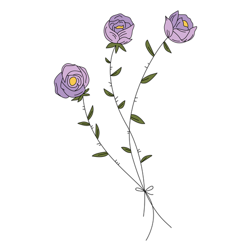 Flores roxas desenhadas à mão Desenho PNG