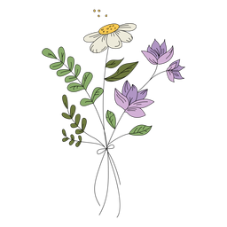 Flowers purple pollen drawing hand drawn PNG Design