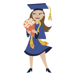 Girl bouquet graduation flat PNG Design