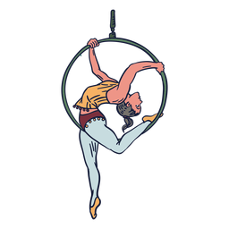 Dibujado a mano circo niña anillo colgante dibujado a mano Diseño PNG
