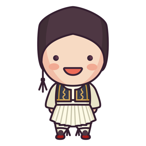 Greece cute character boy laughing flat PNG Design