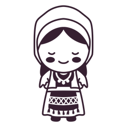 Traço de garota personagem fofo da Grécia Desenho PNG