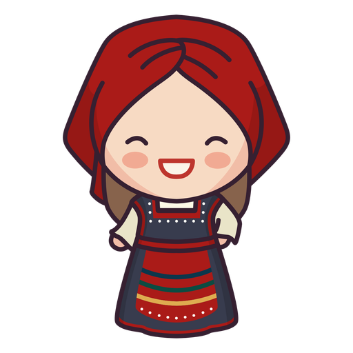 Greece cute character girl laughing flat PNG Design