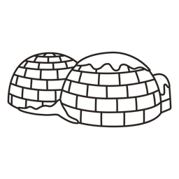 Igloos pair stroke PNG Design