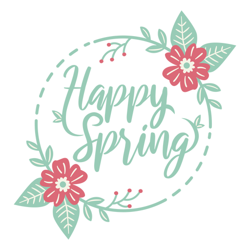 Schriftzug Happy Spring Flat PNG-Design