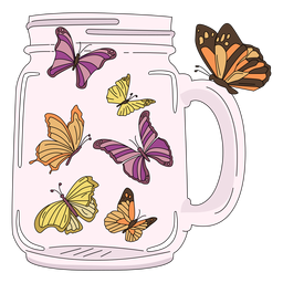 Mariposas de arte tarro de masón Diseño PNG