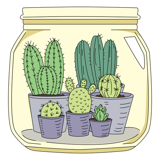 Mason jar art cactus PNG Design