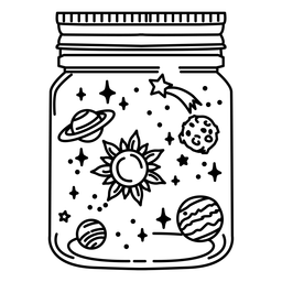Einmachglas Kunst Planeten Schlaganfall PNG-Design
