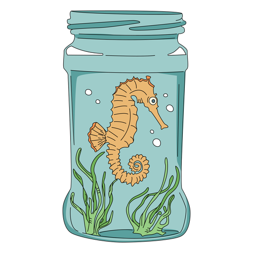 Mason jar arte caballito de mar Diseño PNG