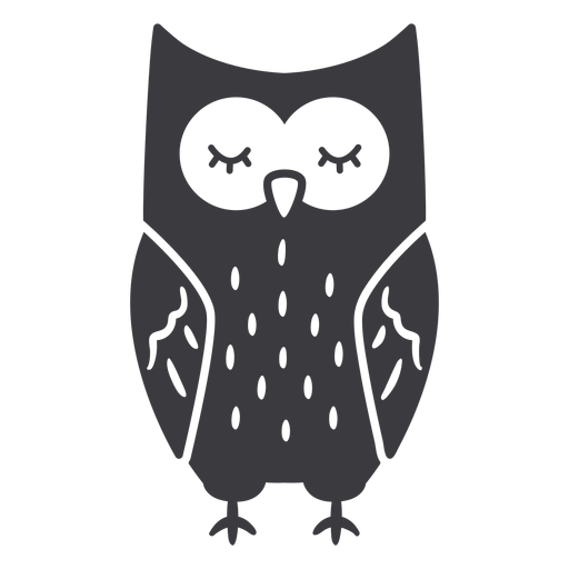 Owl dark eyes closed flat PNG Design
