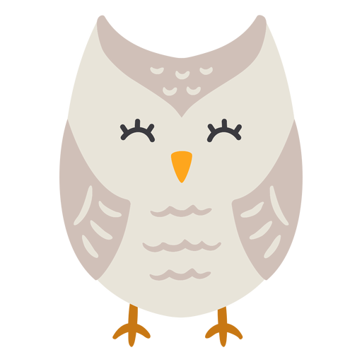 Owl light grey eyes closed flat PNG Design