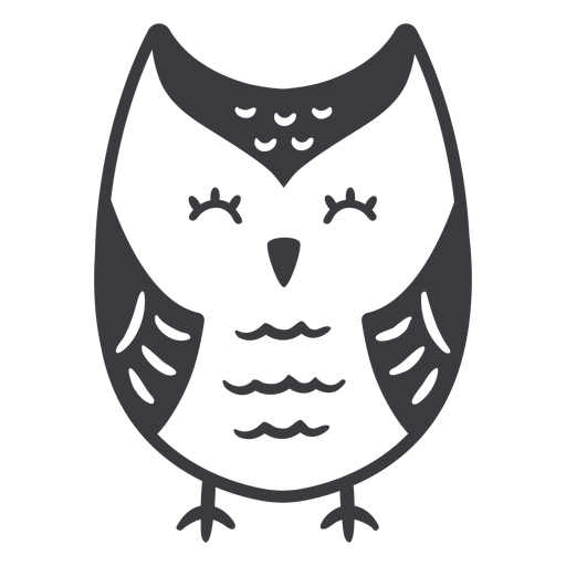 Owl light eyes closed flat PNG Design
