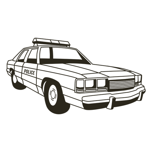 O carro da polícia acende à direita Desenho PNG