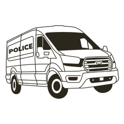 Police car van right stroke PNG Design