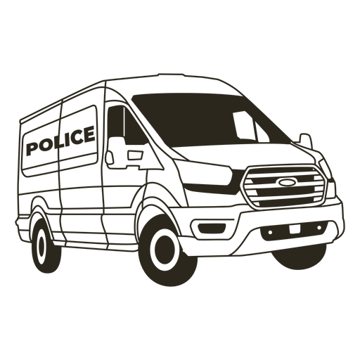 Police car van right stroke - Transparent PNG & SVG vector file