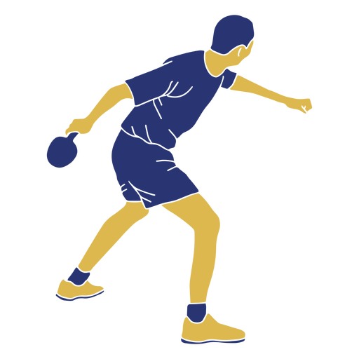 Hombre de tenis de mesa golpeando plano Diseño PNG