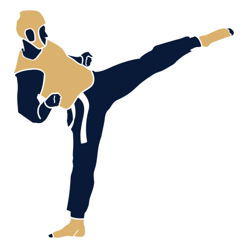 Taekwondo man hitting flat PNG Design