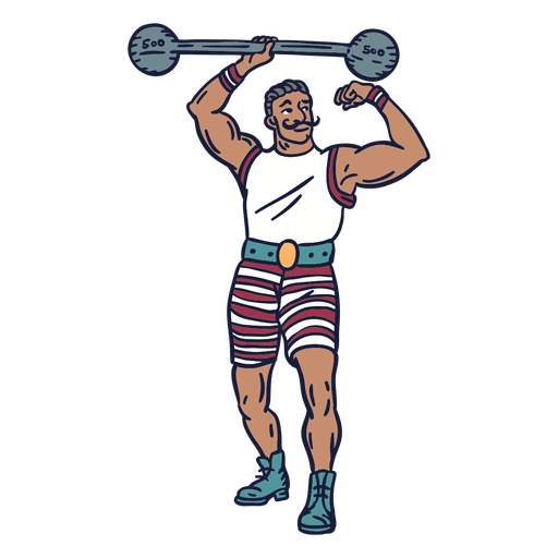 Weight lifter circus hand drawn