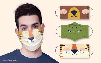 Paquete de diseño de mascarilla animal Paquete de diseño de mascarilla animal