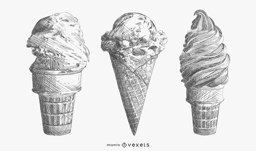 Hand drawn ice cream set Hand drawn ice cream set