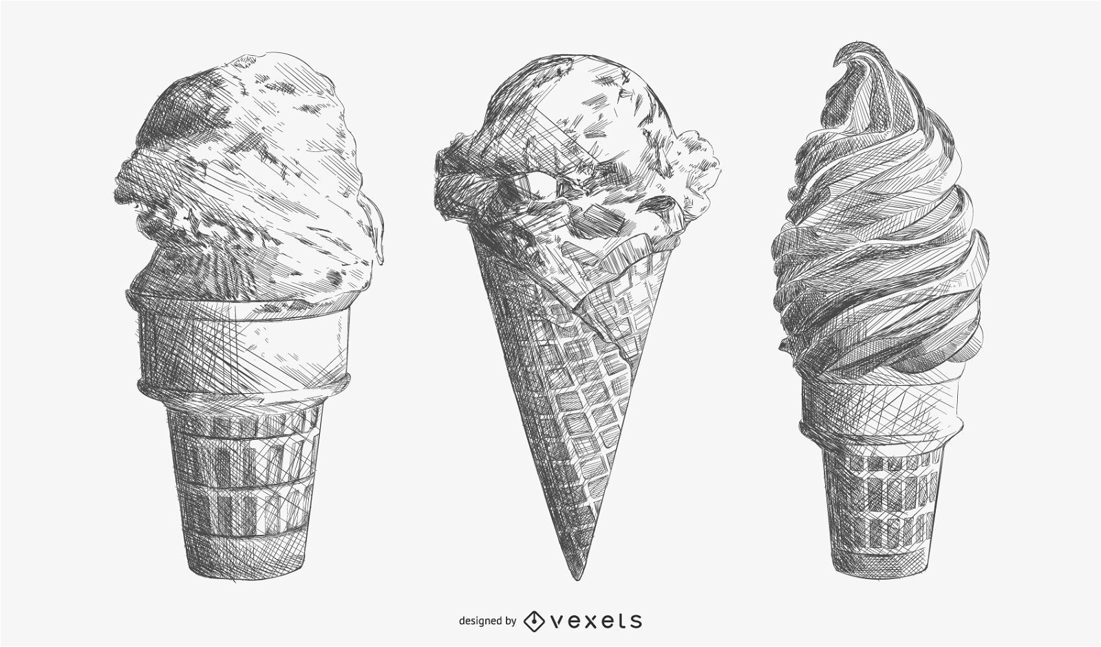 Set de helado dibujado a mano