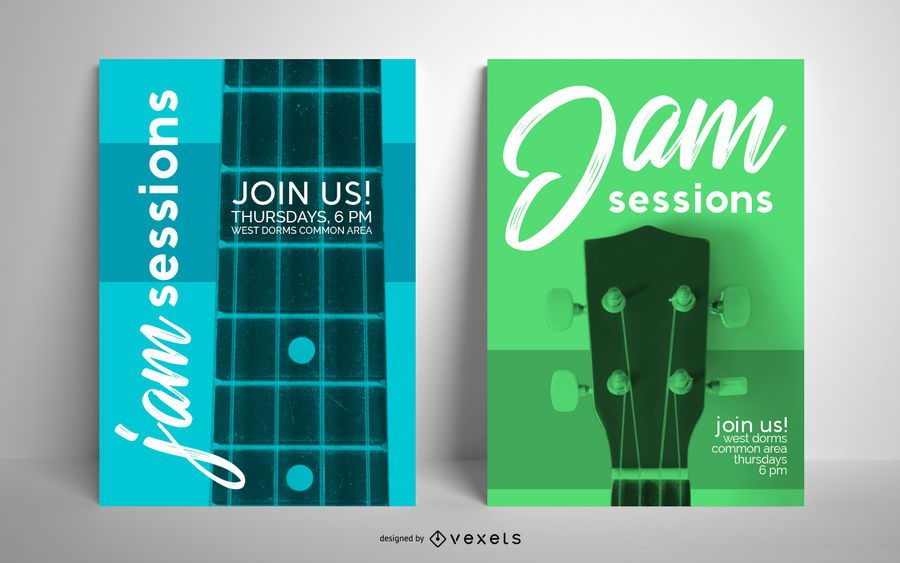 Jam sessions poster template set Jam sessions poster template set