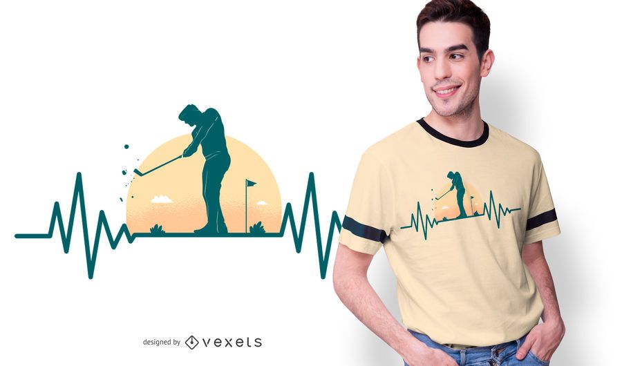Design de t-shirt de golfe Hearbeat Design de t-shirt de golfe Hearbeat