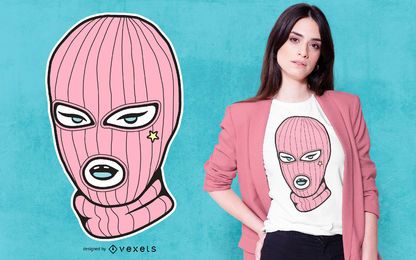 Diseño de camiseta rosada de la máscara de esquí Diseño de camiseta rosada de la máscara de esquí